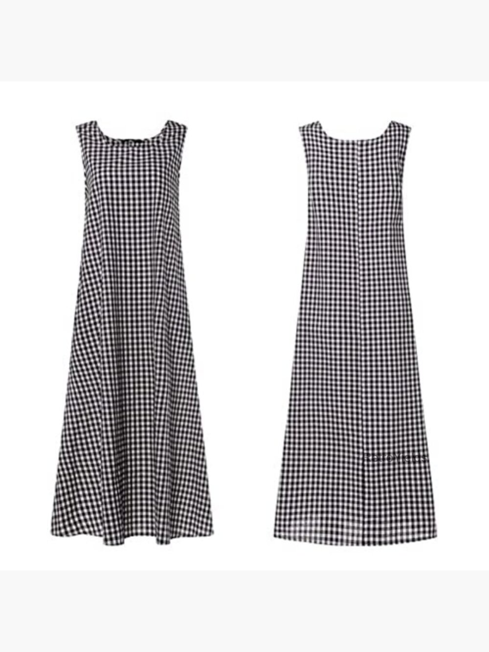 Cotton Linen Tank Maxi Dress with Pockets Plaid Boho - Picture 5 of 5